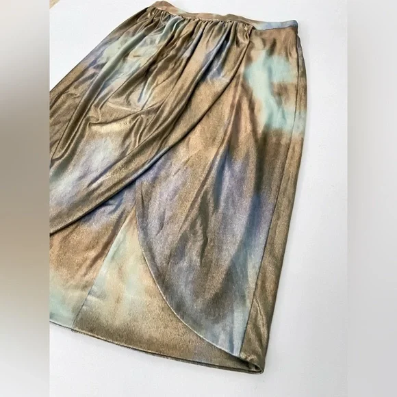 Le Superbe Take it easy Metallic Slit Multicolor Tie dye Skirt Oil Spill S - Picture 4 of 9